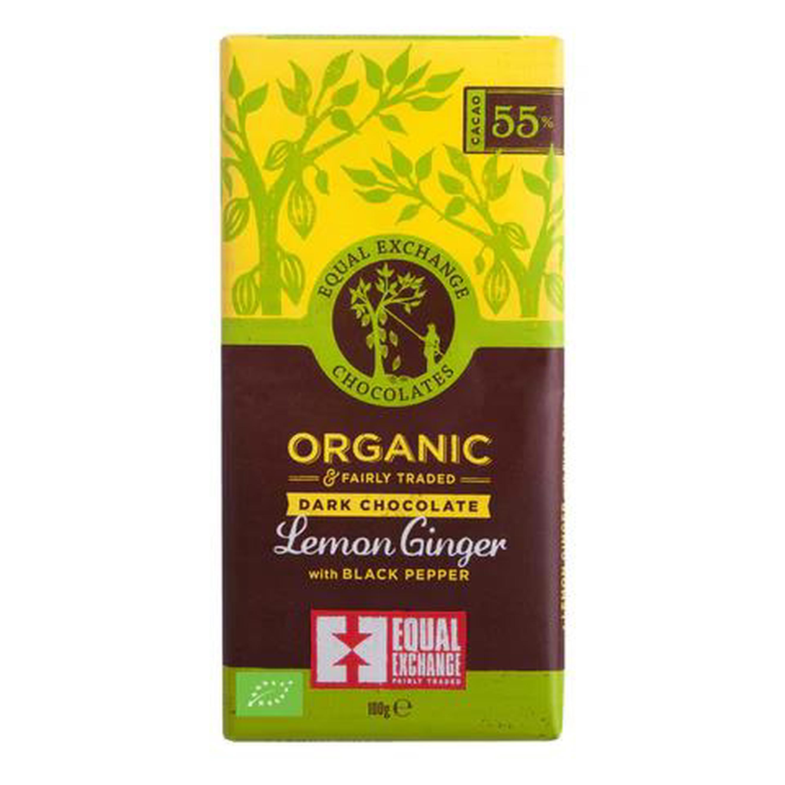 Organic Dark Chocolate Lemon & Ginger with Black Pepper – Zesty, Spicy & Fair Trade 55% Bar